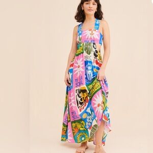 Anthropologie Piper Strapless Patchwork Maxi Dress with Cut Outs